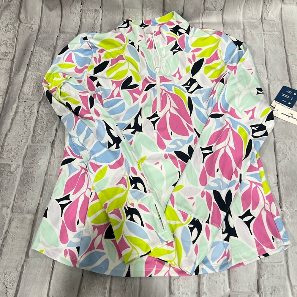 Tommy Bahama Golf tropical print 1/4 zip athletic shirt